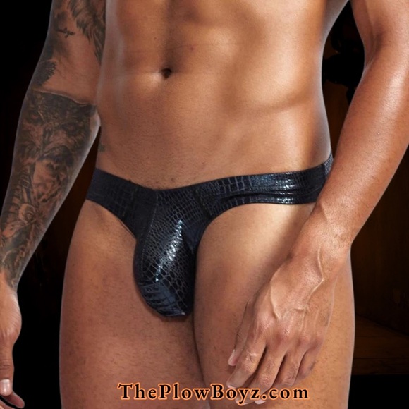 Mens Faux Leather Brief Underwear - Picture 3 of 3